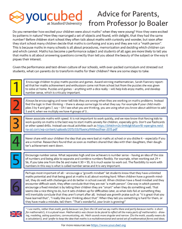 Math Advice for parents